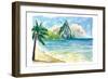 Pitons Saint Lucia with Incredible Caribbean Sunset In Soufriere Bay-M. Bleichner-Framed Art Print