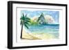 Pitons Saint Lucia with Incredible Caribbean Sunset In Soufriere Bay-M. Bleichner-Framed Art Print