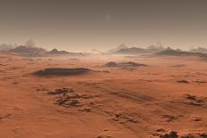 Sunset on Mars. Martian Landscape. 3D Illustration-Pitris-Framed Photographic Print