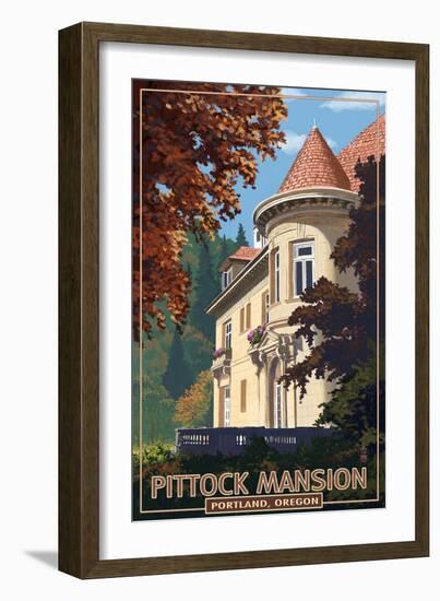 Pittock Mansion - Portland, Oregon, c.2008-Lantern Press-Framed Art Print