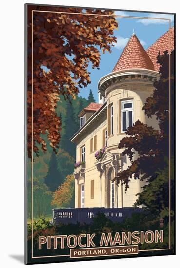 Pittock Mansion - Portland, Oregon, c.2008-Lantern Press-Mounted Art Print