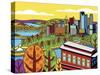 Pittsburgh Incline Autumn Pop-Ron Magnes-Stretched Canvas