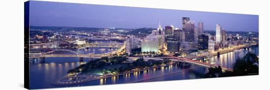 Pittsburgh Lit Up at Dusk, Allegheny County, Pennsylvania, USA-null-Stretched Canvas