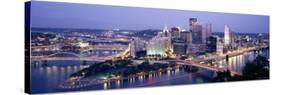Pittsburgh Lit Up at Dusk, Allegheny County, Pennsylvania, USA-null-Stretched Canvas