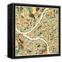 Pittsburgh Map-Jazzberry Blue-Framed Stretched Canvas
