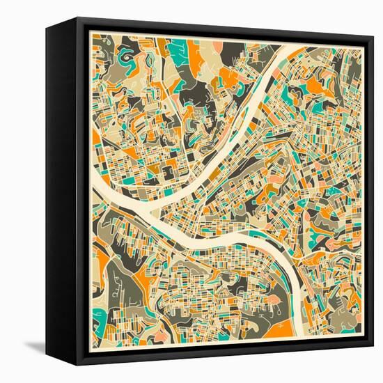 Pittsburgh Map-Jazzberry Blue-Framed Stretched Canvas