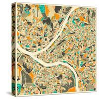 Pittsburgh Map-Jazzberry Blue-Stretched Canvas