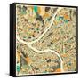 Pittsburgh Map-Jazzberry Blue-Framed Stretched Canvas