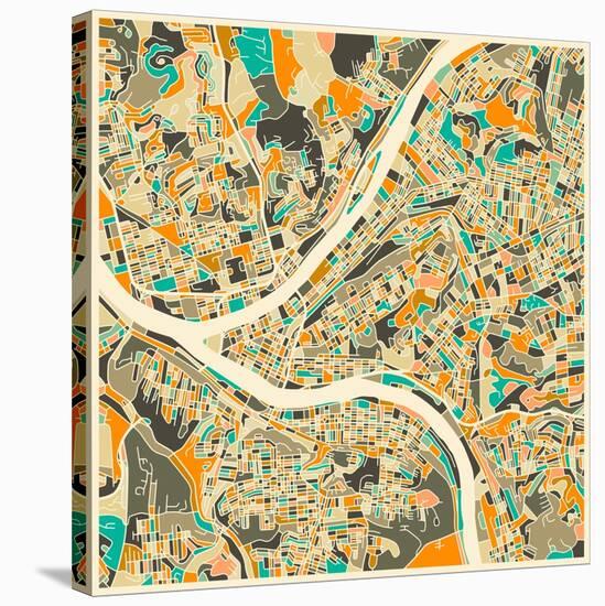 Pittsburgh Map-Jazzberry Blue-Stretched Canvas