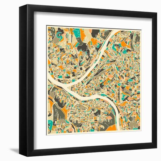 Pittsburgh Map-Jazzberry Blue-Framed Art Print