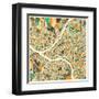 Pittsburgh Map-Jazzberry Blue-Framed Art Print