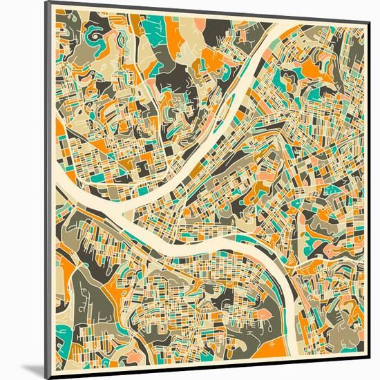 Pittsburgh Map-Jazzberry Blue-Mounted Art Print