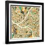 Pittsburgh Map-Jazzberry Blue-Framed Art Print