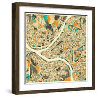 Pittsburgh Map-Jazzberry Blue-Framed Art Print