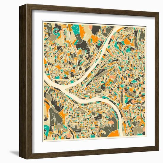 Pittsburgh Map-Jazzberry Blue-Framed Art Print