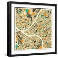 Pittsburgh Map-Jazzberry Blue-Framed Art Print