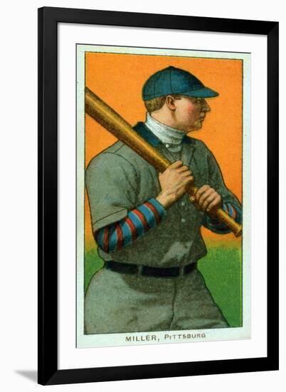 Pittsburgh, PA, Pittsburgh Pirates, Dots Miller, Baseball Card-Lantern Press-Framed Art Print