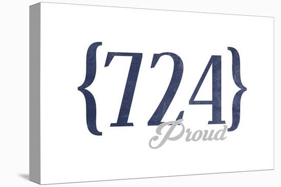 Pittsburgh, Pennsylvania - 724 Area Code (Blue)-Lantern Press-Stretched Canvas