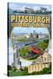 Pittsburgh, Pennsylvania - Montage Scenes-Lantern Press-Stretched Canvas