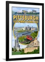 Pittsburgh, Pennsylvania - Montage Scenes-Lantern Press-Framed Art Print