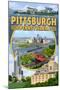 Pittsburgh, Pennsylvania - Montage Scenes-Lantern Press-Mounted Art Print