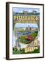 Pittsburgh, Pennsylvania - Montage Scenes-Lantern Press-Framed Art Print