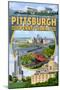 Pittsburgh, Pennsylvania - Montage Scenes-Lantern Press-Mounted Art Print