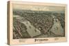 Pittsburgh, Pennsylvania - Panoramic Map-Lantern Press-Stretched Canvas