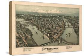 Pittsburgh, Pennsylvania - Panoramic Map-Lantern Press-Stretched Canvas