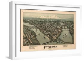 Pittsburgh, Pennsylvania - Panoramic Map-Lantern Press-Framed Art Print