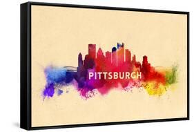 Pittsburgh, Pennsylvania - Skyline Abstract-Lantern Press-Framed Stretched Canvas