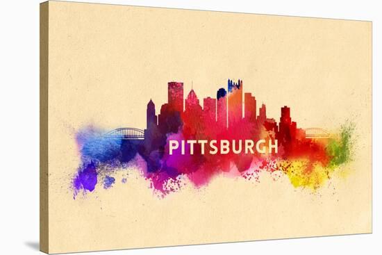 Pittsburgh, Pennsylvania - Skyline Abstract-Lantern Press-Stretched Canvas