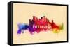 Pittsburgh, Pennsylvania - Skyline Abstract-Lantern Press-Framed Stretched Canvas