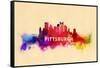 Pittsburgh, Pennsylvania - Skyline Abstract-Lantern Press-Framed Stretched Canvas