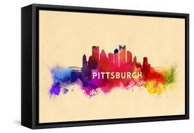 Pittsburgh, Pennsylvania - Skyline Abstract-Lantern Press-Framed Stretched Canvas