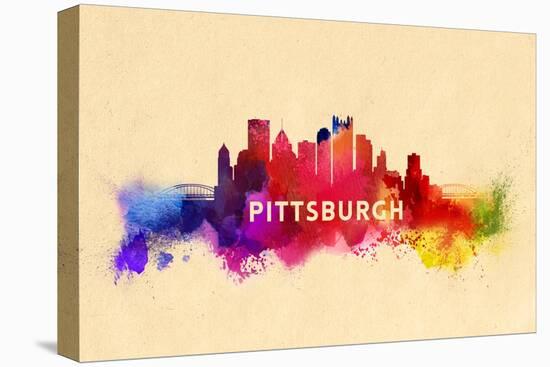 Pittsburgh, Pennsylvania - Skyline Abstract-Lantern Press-Stretched Canvas