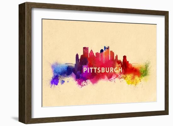 Pittsburgh, Pennsylvania - Skyline Abstract-Lantern Press-Framed Art Print