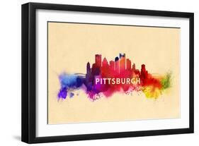 Pittsburgh, Pennsylvania - Skyline Abstract-Lantern Press-Framed Art Print