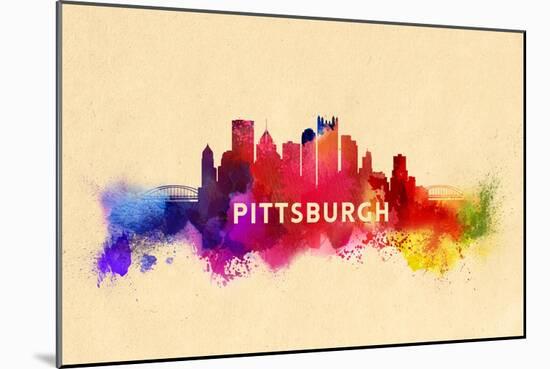 Pittsburgh, Pennsylvania - Skyline Abstract-Lantern Press-Mounted Art Print