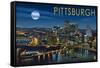 Pittsburgh, Pennsylvania - Skyline at Night-Lantern Press-Framed Stretched Canvas