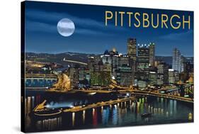 Pittsburgh, Pennsylvania - Skyline at Night-Lantern Press-Stretched Canvas