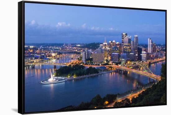Pittsburgh, Pennsylvania, Skyline from Mt Washington of Downtown City-Bill Bachmann-Framed Stretched Canvas