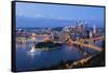 Pittsburgh, Pennsylvania, Skyline from Mt Washington of Downtown City-Bill Bachmann-Framed Stretched Canvas