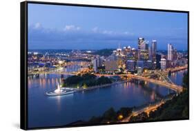 Pittsburgh, Pennsylvania, Skyline from Mt Washington of Downtown City-Bill Bachmann-Framed Stretched Canvas