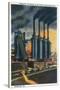 Pittsburgh, Pennsylvania - Steel Mill Scene at Night-Lantern Press-Stretched Canvas