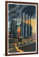 Pittsburgh, Pennsylvania - Steel Mill Scene at Night-Lantern Press-Framed Art Print