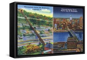 Pittsburgh, Pennsylvania - View of Monongahela Incline on Mt. Washington-Lantern Press-Framed Stretched Canvas