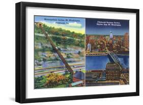 Pittsburgh, Pennsylvania - View of Monongahela Incline on Mt. Washington-Lantern Press-Framed Art Print