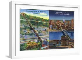 Pittsburgh, Pennsylvania - View of Monongahela Incline on Mt. Washington-Lantern Press-Framed Art Print