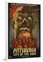 Pittsburgh, Pennsylvania - Zombie Day of the Dead-Lantern Press-Framed Art Print